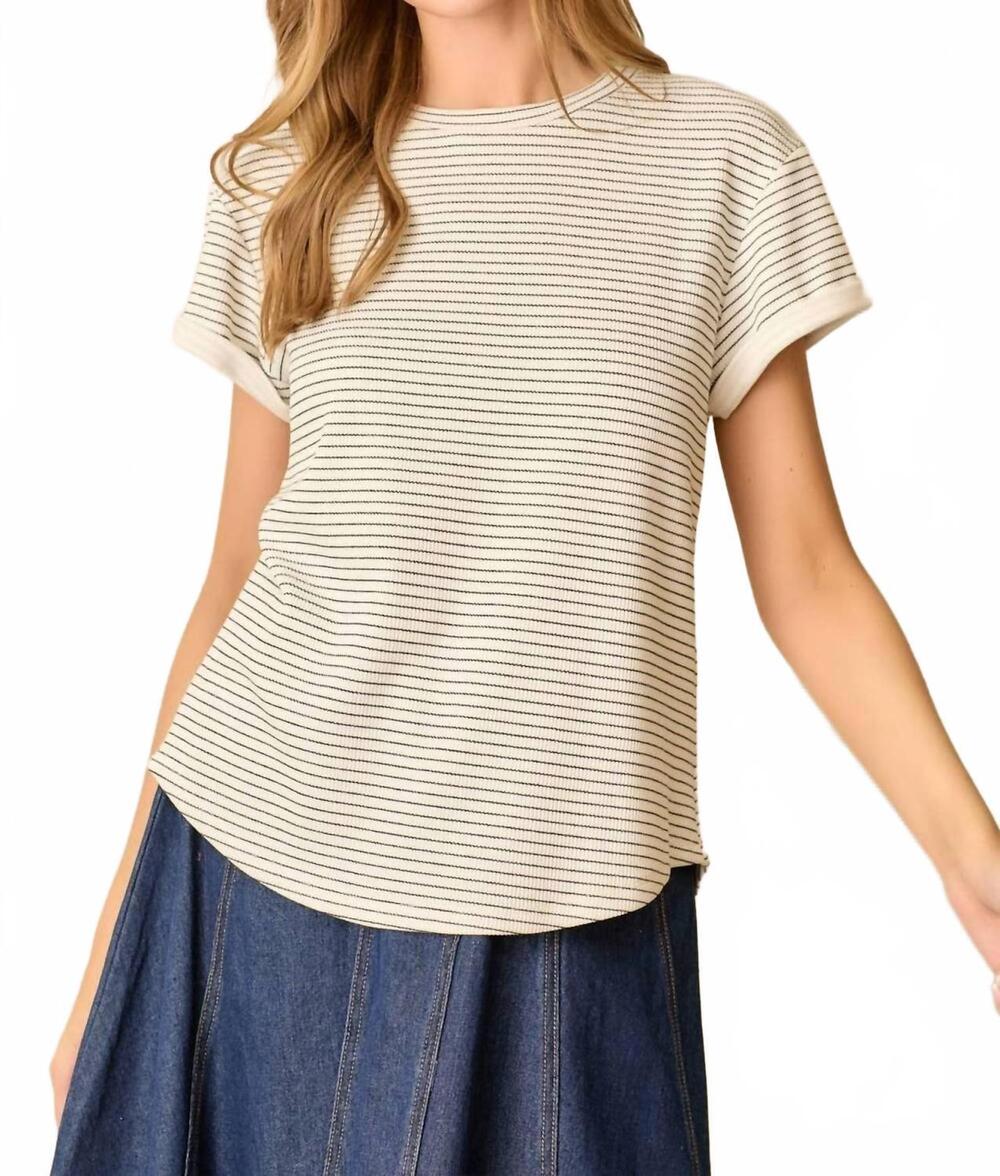 NEW POLAGRAM everyday stripped top in ivory/blue